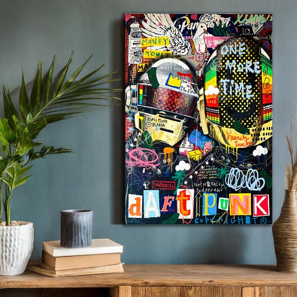 Duft Punk Pop Art Canvas Print, Luxury Painting Fashion Prints Cartoon Christmas Gift Pictures Home Decor Wall Art