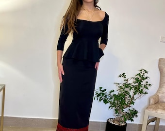 Basic Palestinian Tatreez Skirt مطرزات شرقيه -ثوب فلاحي -تطريز فلسطيني