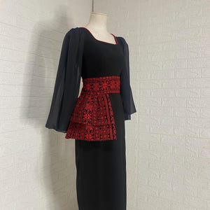 Costumization for black  maxi pencil dress with Palestinian Tatreez abaya- kaftan-مطرزات شرقيه -ثوب فلاحي -تطريز فلسطيني حنا hena
