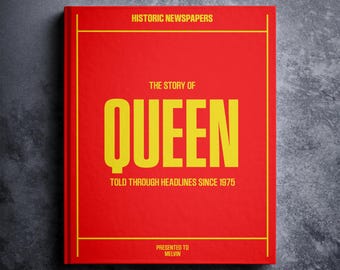 QUEEN | Personalised Music History Book | Music Fan Gift | News Headlines From Icons and Legends of Music | Name Printed on the Cover