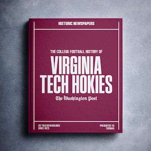 Virginia Tech Hokies Gift - College Football History Newspaper Headlines Book - Personalized Hokies Fan Item - Name Printed On Cover