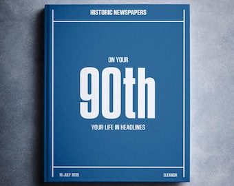 Personalised 90th Birthday Milestone Newspaper Book Gift | UK Headlines from the Day You Were Born & Every Year Since | 90 Year Old Gift