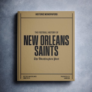 New Orleans Saints Gift - Pro Football History In Newspaper Headlines Book - Personalized NOLA Saints Fan Item - Name Printed On Cover