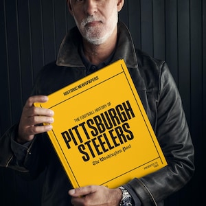 Pittsburgh Steelers Gift - Pro Football History In Newspaper Headlines Book - Personalized Steelers Nation Fan Item - Name Printed On Cover Yellow