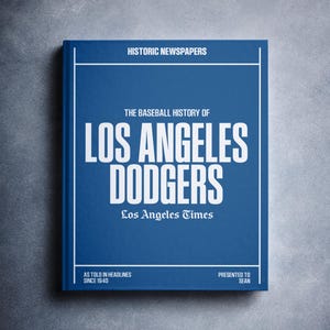Los Angeles Dodgers Gift - Pro Baseball History In Newspapers Book - Personalized Dodger Fan - Name On Cover - 2024 World Series Coverage