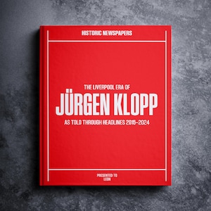 Jurgen Klopp - Football Gift - Ex- Liverpool Manager History In Newspapers - Personalised Sheriff Klopp Gift - Name Printed On Cover
