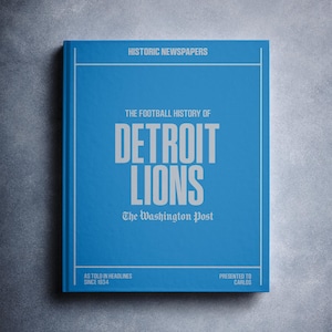 Detroit Lions Gift - Pro Football History In Newspaper Headlines Book - Personalized Detroit Lions Fan Item - Name Printed On Cover
