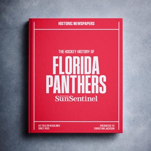 Florida Panthers Gift - Miami NHL Hockey History In Newspaper Headlines Book - Personalized Panthers Fan Item - Name Printed On Cover