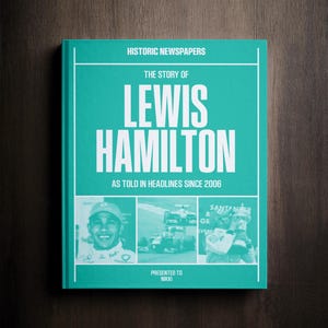 Lewis Hamilton Gift - F1 History In Newspapers Book - Personalised Motorsport Racing Fan Item - Name Printed On Cover - Drivers Champion