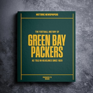 Green Bay Packers Gift - Lambeau Field History In Newspaper Headlines Book - Personalized Cheeseheads Fan Item - Name Printed On Cover