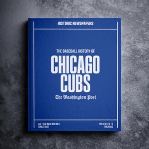 Chicago Cubs Gift - Pro Baseball History In Newspaper Headlines Book - Personalized Cubs Fan Item - Name Printed On Cover