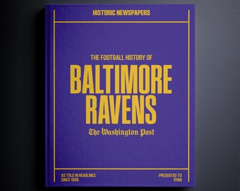 Baltimore Ravens Gift - Pro Football History In Newspaper Headlines Book - Personalized Ravens Flock Fan Item - Name Printed On Cover
