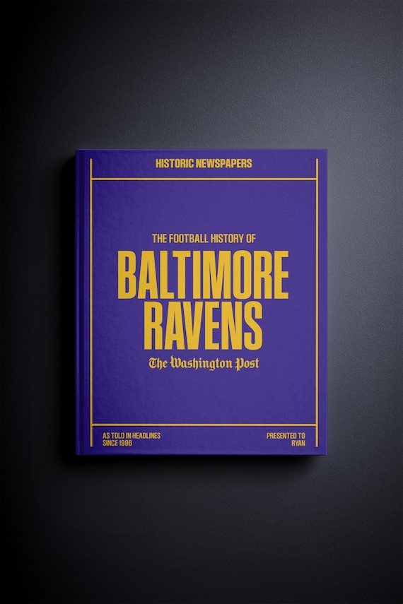 Baltimore Ravens Gift - Pro Football History In Newspaper Headlines Book - Personalized Ravens Flock Fan Item - Name Printed On Cover