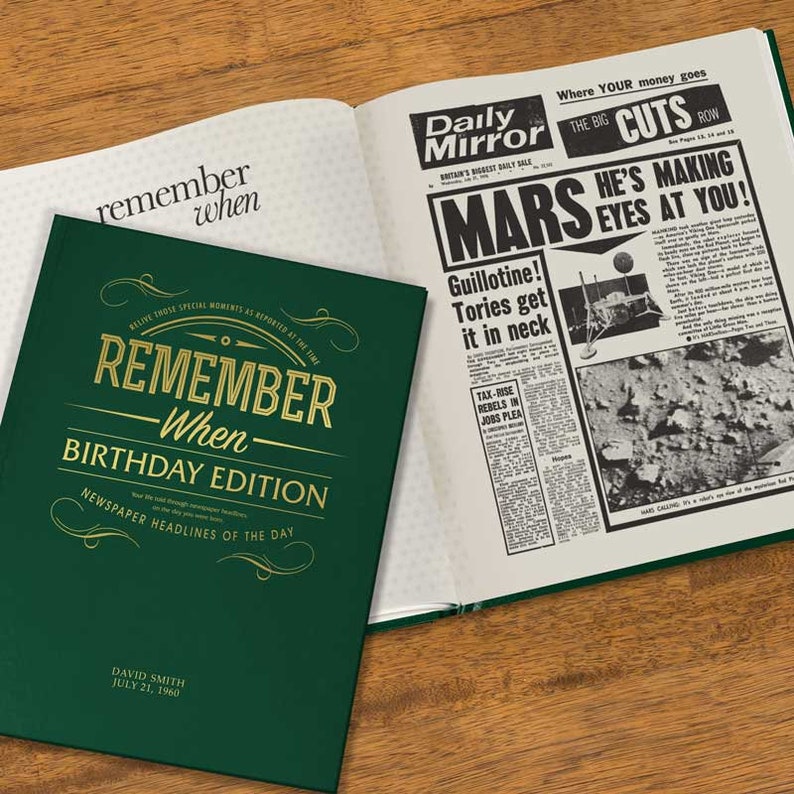Personalised Birthday Newspaper Book Gift UK News Headlines From The Day you were Born & Every year Since Birthday or Special Occasion image 8