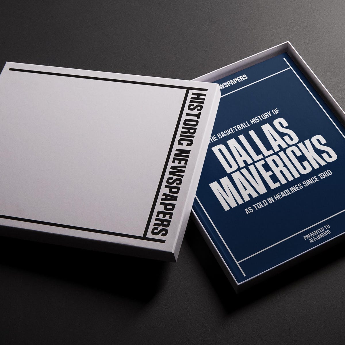 Dallas Mavericks Gift - Pro Basketball History In Newspaper Headlines Book- Name Printed On Cover