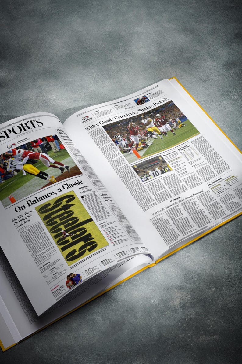 Pittsburgh Steelers Gift - Pro Football History In Newspaper Headlines Book - Personalized Steelers Nation Fan Item - Name Printed On Cover image 5