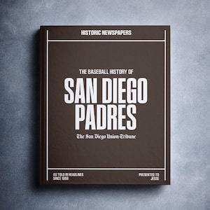 San Diego Padres Gift - Pro Baseball History In Newspaper Headlines Book - Personalized Padres Fan Item - Name Printed On Cover
