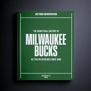 Milwaukee Bucks Gift - Pro Basketball History In Newspaper Headlines Book - Personalized Bucks Fan Item - Name Printed On The Cover