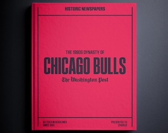 Regalo de los Chicago Bulls: Libro con la historia del baloncesto profesional en titulares de periódicos - Artículo personalizado para fans de los Bulls - Nombre impreso en la portada