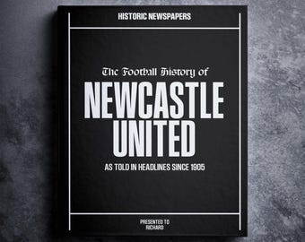Newcastle Utd Football Gift - St James’ Park History In Newspaper Headlines - Personalised Magpies Toon Army Fan - Name Printed On Cover