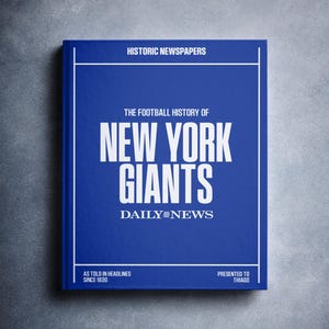 New York Giants Gift - Big Blue Pro Football History In Newspaper Headlines Book - Personalized NY Giants Fan Item - Name Printed On Cover