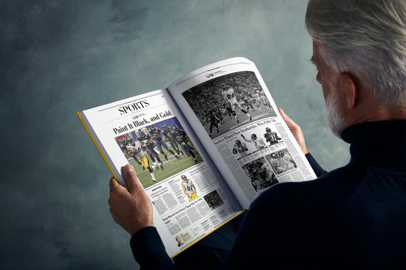 Pittsburgh Steelers Gift - Pro Football History In Newspaper Headlines Book - Personalized Steelers Nation Fan Item - Name Printed On Cover image 4