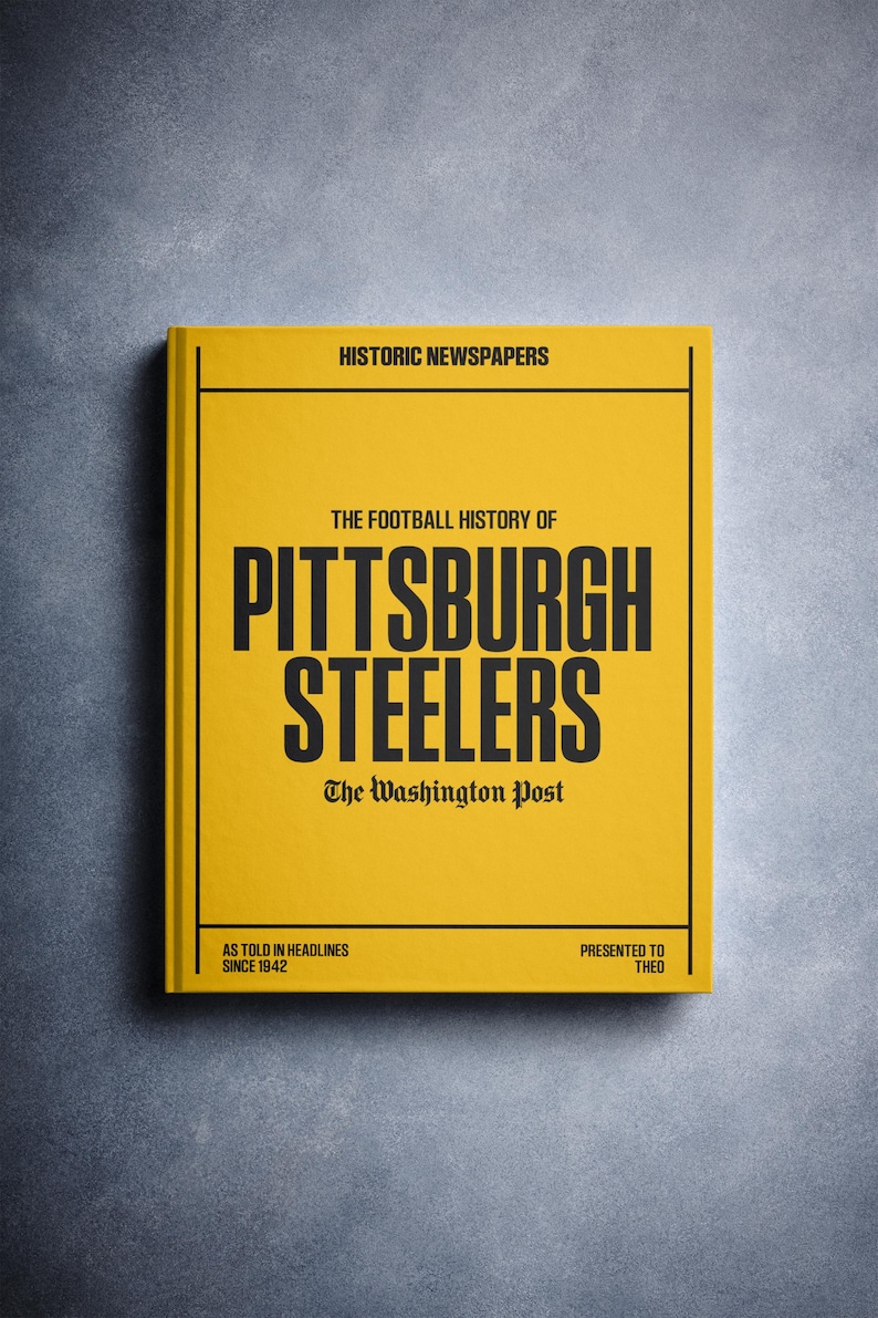 Pittsburgh Steelers Gift - Pro Football History In Newspaper Headlines Book - Personalized Steelers Nation Fan Item - Name Printed On Cover image 1