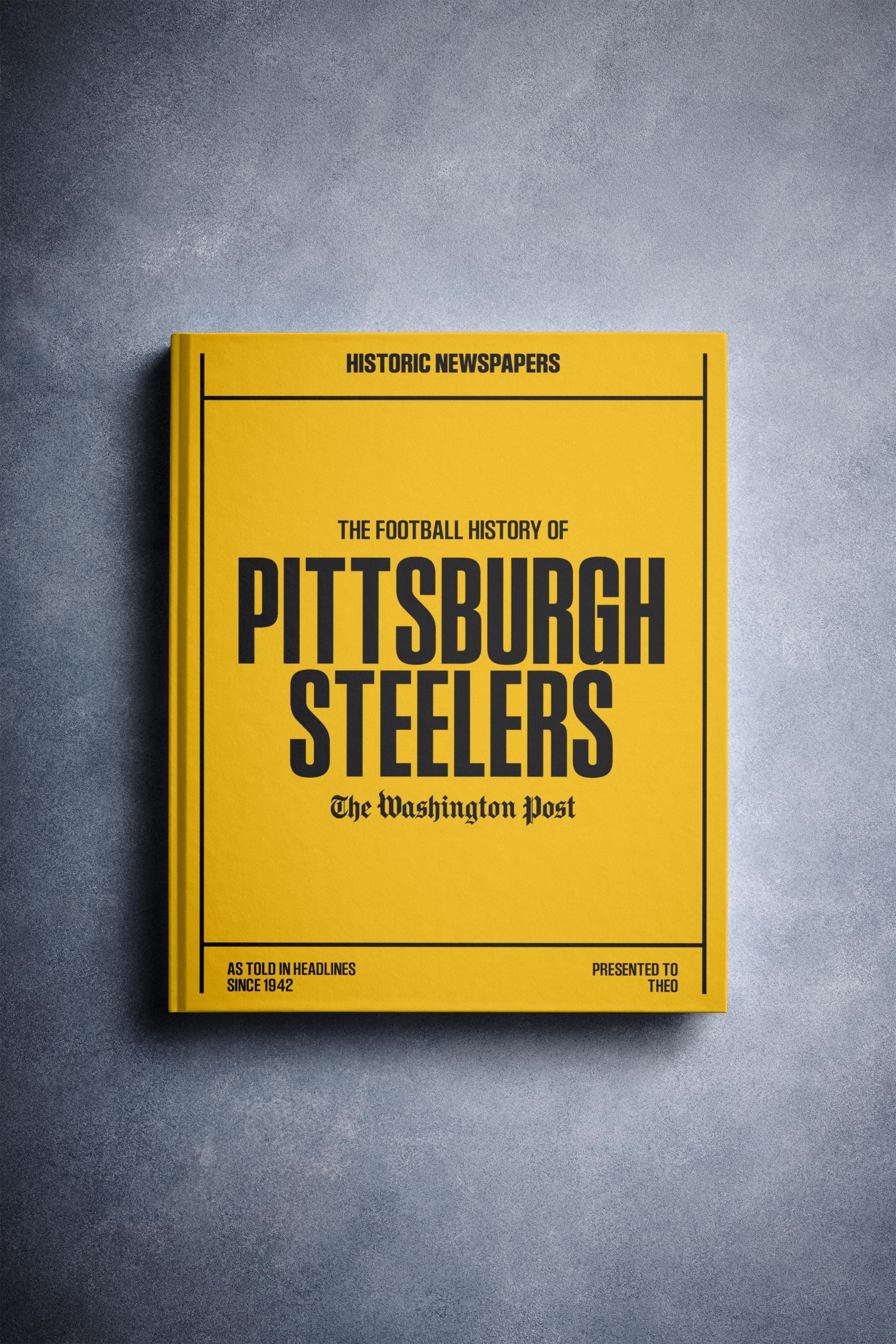 Regalo de los Pittsburgh Steelers: Libro con la historia del fútbol  americano profesional en titulares de periódicos. Artículo personalizado  para fans de los Steelers. Nombre impreso en la portada. - Etsy México, image size:2000x3000