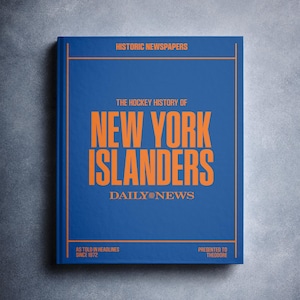 New York Islanders Gift - NHL Hockey Isles History In Newspaper Headlines Book - Personalized NY Islanders Fan Item - Name Printed On Cover