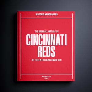 Cincinnati Reds Gift - Pro Baseball History In Newspaper Headlines Book - Personalized Redlegs Fan Item - Name Printed On Cover