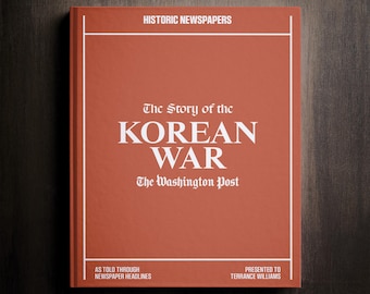 Libro personalizado de la Guerra de Corea / Recuerdos de historia militar / Titulares de periódicos / Nombre en la portada - Regalo para veteranos