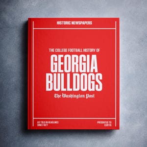 Georgia Bulldogs Gift - College Football History Newspaper Headlines Book - Personalized UG Dawgs Fan Item - Name Printed On Cover