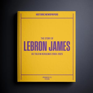 LeBron James Gift - Pro Basketball History In Newspaper Headlines Book - Personalised Lakers Fan Item - Name Printed On Cover