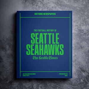 Seattle Seahawks Gift - Pro Football History In Newspaper Headlines Book - Personalized Seahawks Fan - Name Printed On Cover - 12th Man