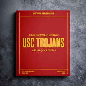 USC Trojans Gift - College Football History In Newspaper Headlines Book - Personalized Trojans Fan Item - Name Printed On Cover