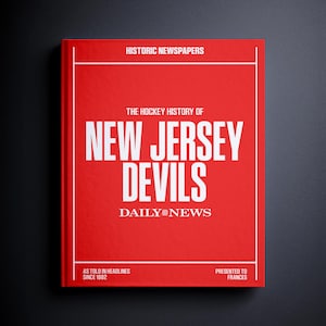New Jersey Devils Gift - NHL Hockey Newark History In Newspaper Headlines Book - Personalized NJ Devils Fan Item - Name Printed On Cover
