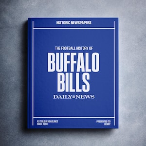 Buffalo Bills Gift - Pro Football History In Newspaper Headlines Book - Personalized Bills Mafia Fan Item - Name Printed On Cover
