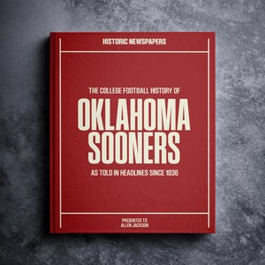 Oklahoma Sooners Gift | NCAA College Football History In Newspaper Book | Personalized Sooners Fan Item | Name Printed On Cover