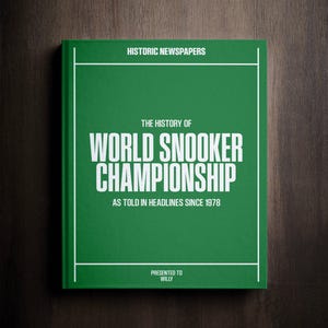 World Snooker Championship Gift - Snooker History In Newspapers Book - Personalised Snooker Fan Item - Name Printed On Cover - The Crucible