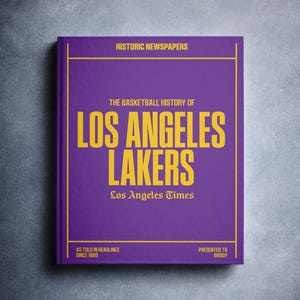 LA Lakers Gift - Pro Basketball History In Newspaper Headlines Book - Personalised Lakers Fan Item - Name Printed On Cover