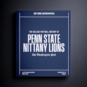 Penn State Nittany Lions Gift - NCAA College Football History Newspaper Headlines Book - Personalized Penn Lions  - Name Printed On Cover