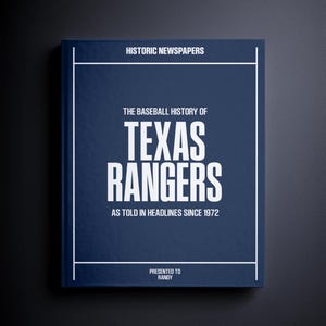 Texas Rangers Gift - Pro Baseball History In Newspaper Headlines Book - Personalized Rangers Fan Item - Name Printed On Cover