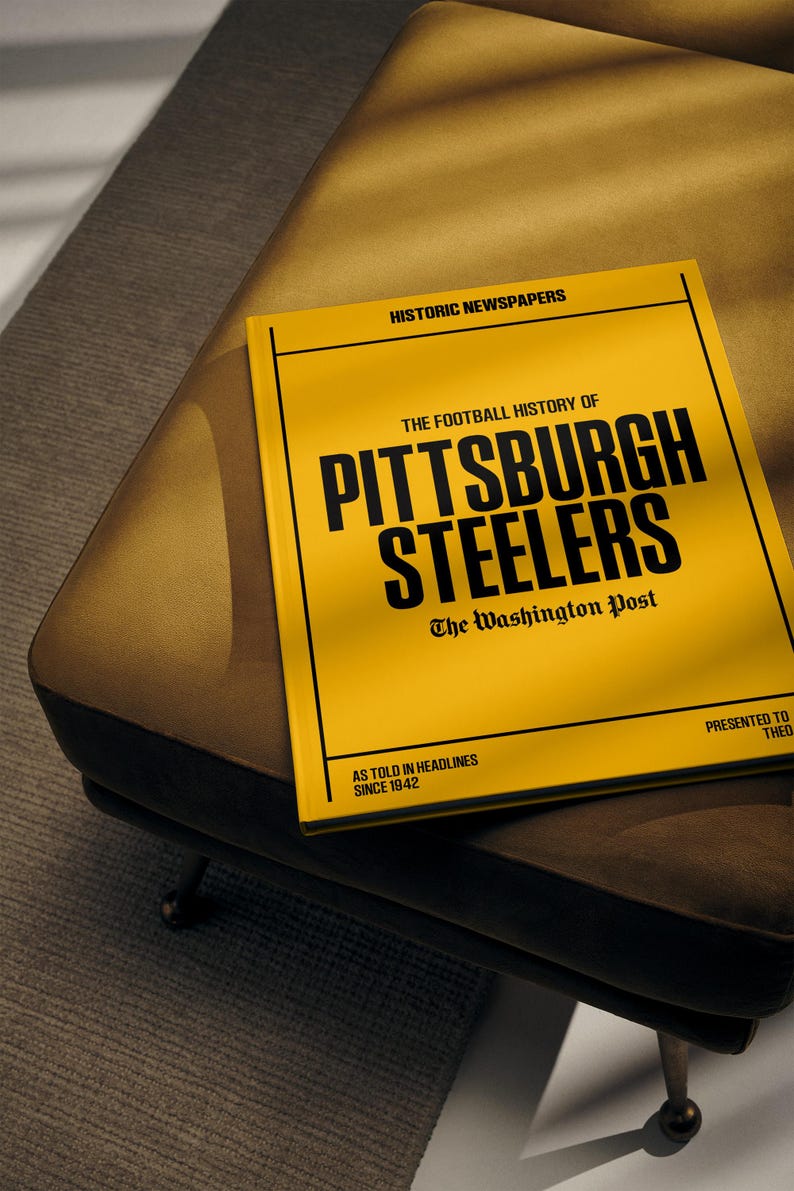 Pittsburgh Steelers Gift - Pro Football History In Newspaper Headlines Book - Personalized Steelers Nation Fan Item - Name Printed On Cover image 9