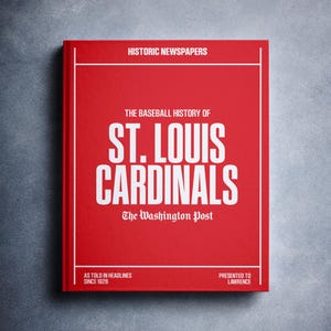 St Louis Cardinals Gift - Pro Baseball History In Newspaper Headlines Book - Personalized Cardinals Fan Item - Name Printed On Cover
