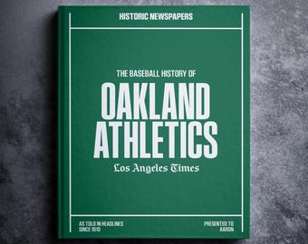Oakland Athletics Geschenk - Pro Baseball Geschichte in Zeitungsschlagzeilen Buch - personalisierter A's Fan Artikel - Name auf dem Cover gedruckt