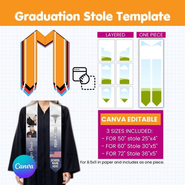 Graduation Stole Template, Graduation Stole svg, Stole Template, Graduation Template, Stole Template For Sublimation, Stole Template Png