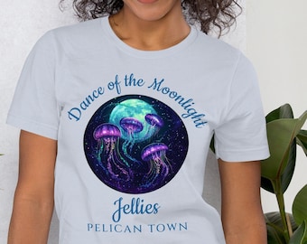 Camiseta de Stardew Valley Moonlight Jellies para jugadores, camiseta del juego de mesa Stardew Valley, camiseta de juego cómoda, camiseta de Pelican Town, camiseta de Jellyfish