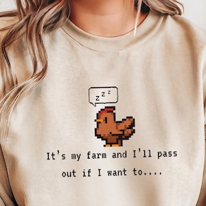 Stardew Valley pixel chicken Sweatshirt, funny Stardew sweater, cozy gaming hoodie, Stardew Valley merch gift, cozy gamer acessories
