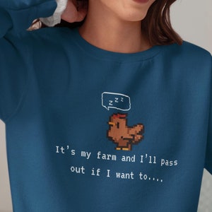 Stardew Valley pixel chicken Sweatshirt, funny Stardew sweater, oversize gaming hoodie, Stardew Valley merch gift, cozy gamer acessories