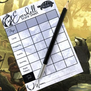 Hoja de puntuación imprimible de Everdell, Bloc de notas digital en PDF para el juego de mesa Everdell, Tabla de puntuación del juego base Everdell, Impresión en casa A4, no oficial